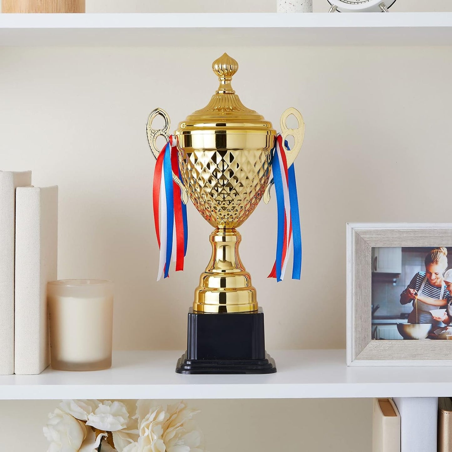 Juvale Large Gold Trophy Cup for Sports Championships, Tournaments, Award Competitions, Spelling Bee (15.2 x7.5 x 4.75 in) - Trophy Award