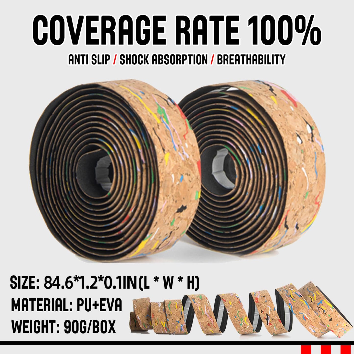 2pcs Bicycle Bar Tape, Bike Handlebar Tape, Road Bicycle Handlebar Tape, Cycling Grip Tape, with 4pcs Handlebar End Plugs, Soft Comfortable, Wear Resistant, Black