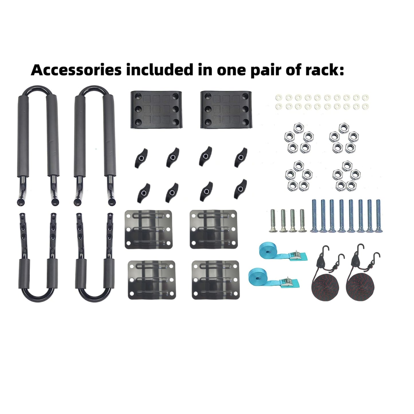 2 Pairs Heavy Duty Kayak Rack-Includes 4 Pcs Ratchet Tie-Mount on Car Roof Top Crossbar-Easy to Carry Kayak Canoe Boat Surf Ski (J-Bar Rack)