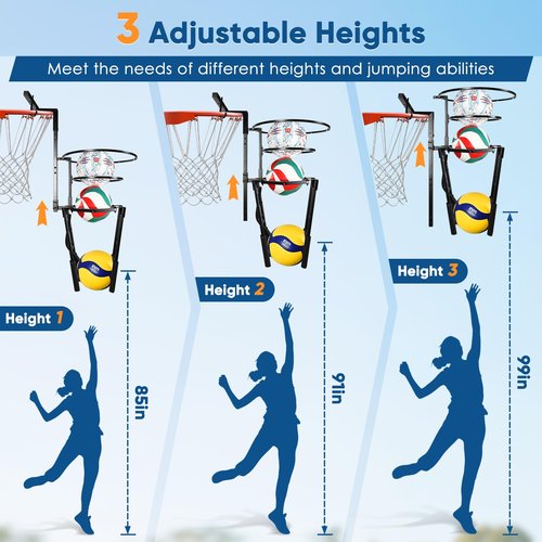 Automatic Volleyball Training Equipment Aid, Heavy Duty Volleyball Spike Serve Trainer for 3-Ball Training, Height Adjustable Volleyball Rebounder Practice Setter Training Equipment(No Ball)