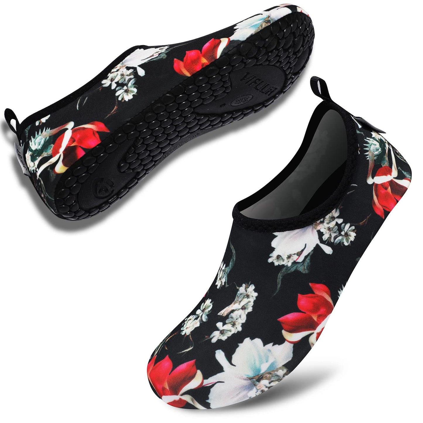 VIFUUR Water Sports Unisex Shoes Black Flower - 5.5-6.5 W US/ 4.5-5.5 M US (36-37)