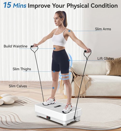 POWET Vibration Plate Exercise Machine for Weight Loss, Woukout & Lymphatic Drainage – Whole Body Vibrating with 99 Speed Levels & 5 Pre-Set Modes – Supports Up to 400lbs, Ideal for Home Use