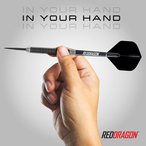 RED DRAGON Pegasus Tungsten Steel Darts Set - 24 Gram - Black Stems and Black Flights