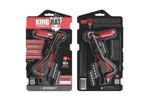 Barnett King Rat Slingshots, Black Widow Slingshot with Stabilizer & Brace, Includes Magnum Power Bands, Practice Ammo, & Brushed Leather Pouch