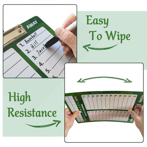 Baseball Dry Erase Coaches Clipboard，Baseball Dry Erase Coaching Board Double-Sided Baseball White Board for Coaches Writable and Erasable Baseball Clipboard Dry Erase Baseball Lineup Board