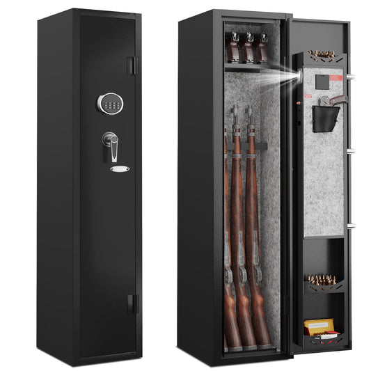 KAER 2-3 Gun Safe,Rifle Safe,Gun Safe for Rifles and Pistols,Gun Cabinet for Shotguns,Long Gun Cabinet for Shotguns with Removable Storage Shelf,LED Light,Quick Access Rifle Safes,Adjustable Shelves