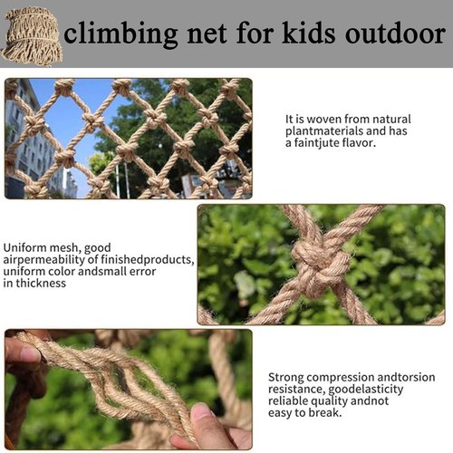 Climbing Cargo Net - Knotless Polyester Safety Netting for Treehouse Accessories, Playground Stairs, Outdoor Adventures, 3x23FT / 1x7M - Durable Cargo Rope for ' Safety