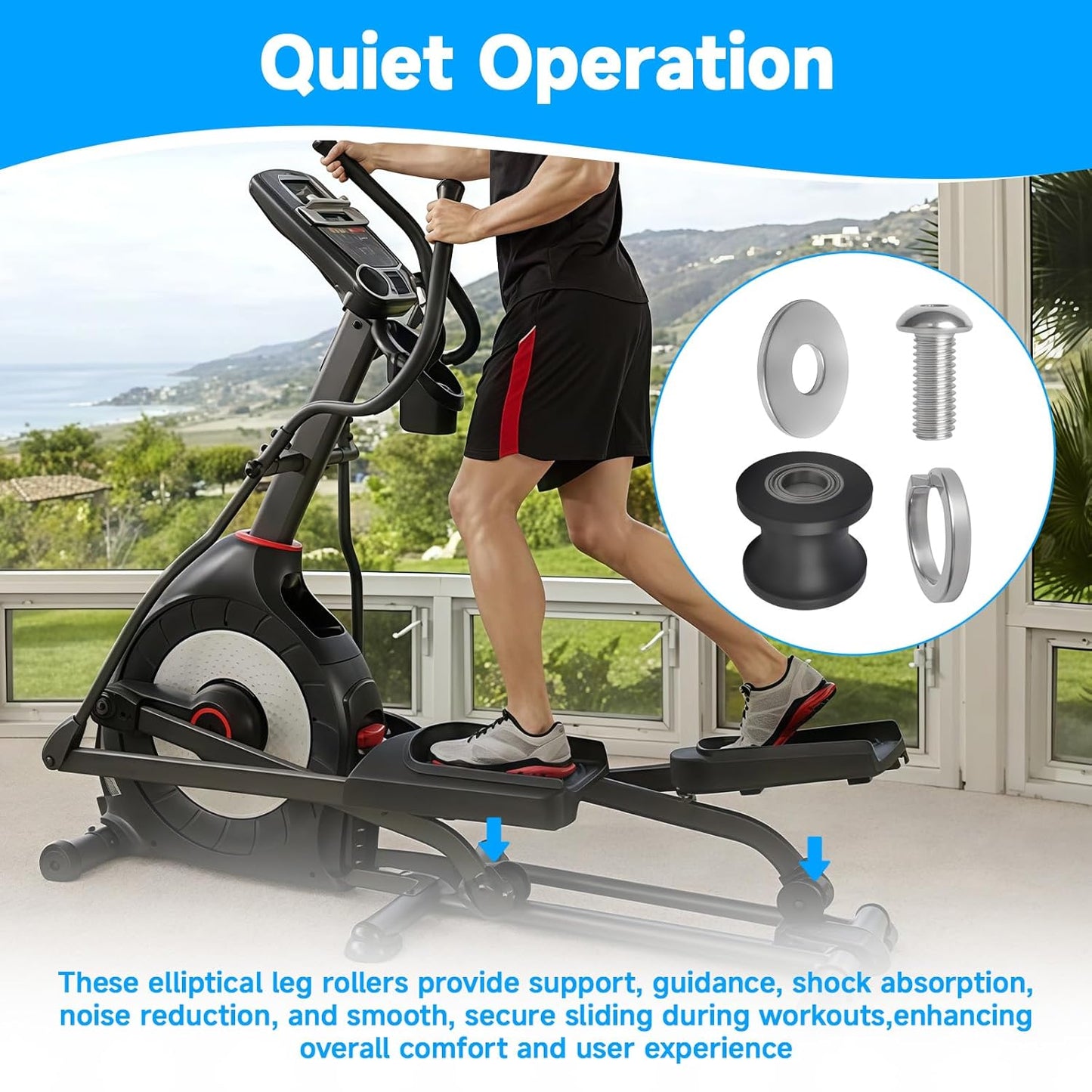 2set 8004225 U-Groove Guide Wheels Elliptical Machine Replacement Leg Roller Compatible with Schwinn E614, E616, 430, 470, 100367,100383 Elliptical Replacement Parts
