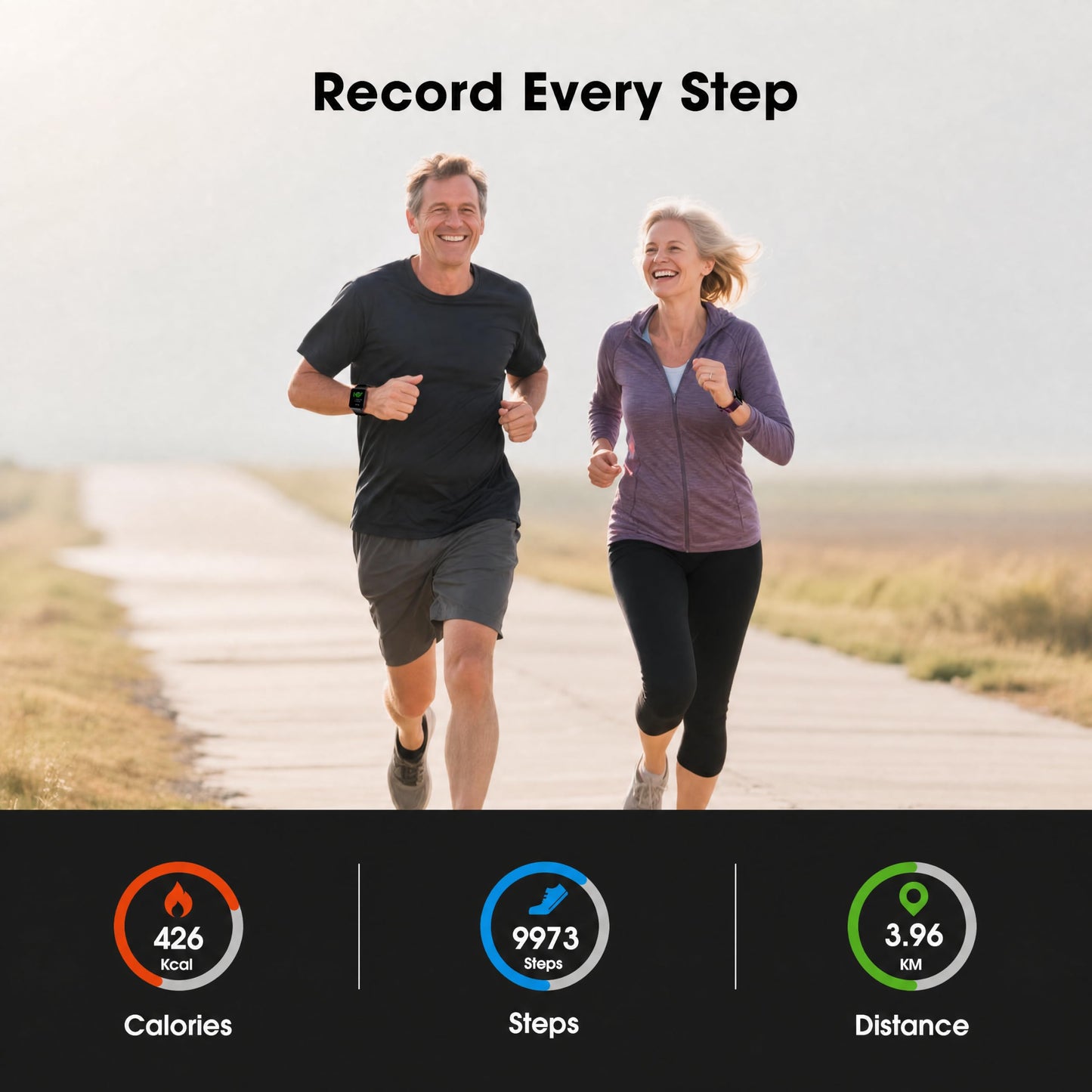 Senior Friendly Pedometer Watch, Fitness Tracker Waterproof Step Counter