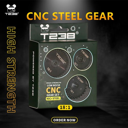 T238 Airsoft Spiral Gear Set - AEG V2 V3 Gearbox Upgrade Kit (18:1) for M4/AK/MP5/G36/P90-40Cr CNC Machined