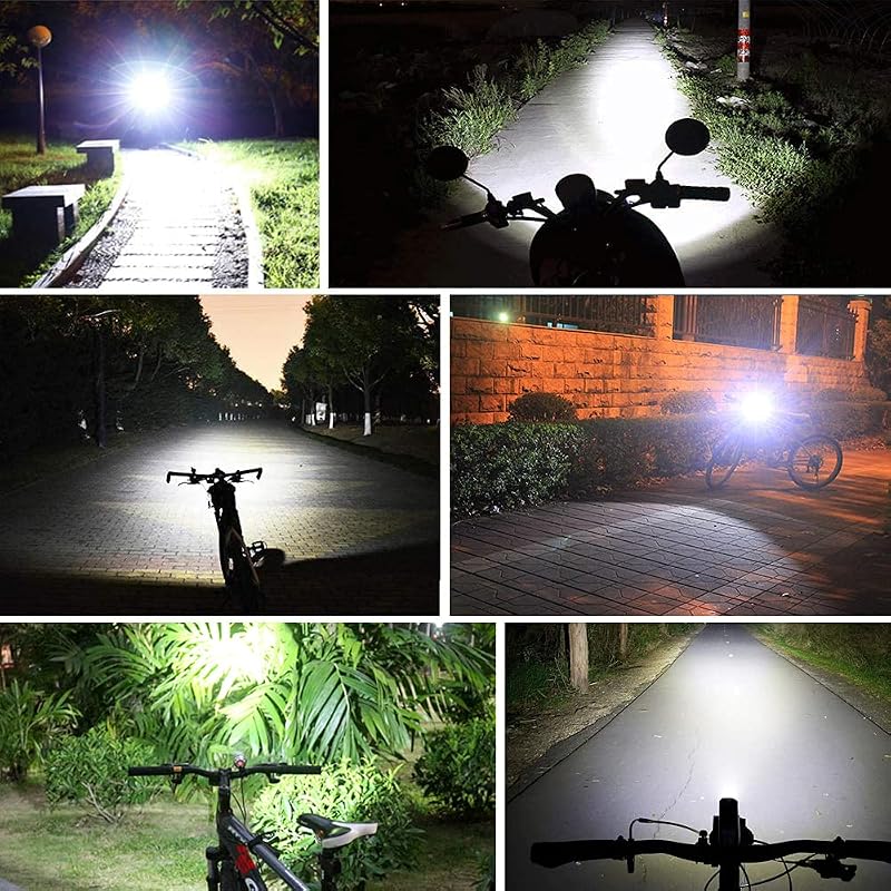 Night Eyes 2400LM Dual Bike Headlights + USB Taillight Pack - Rechargeable 8.4V Battery, Waterproof