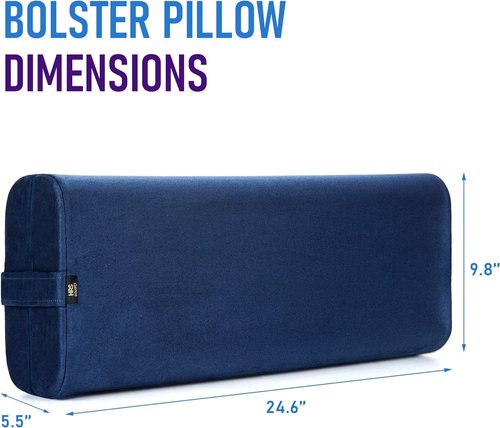 ABCDLIFE Yoga Bolster Pillow for Restorative Yoga Rectangular Pillow High Density Foam Firm Yoga Cushion for Sitting on Floor with Washable Suede Cover and Carry Handle for Travel 26 x 9.8 x 5in