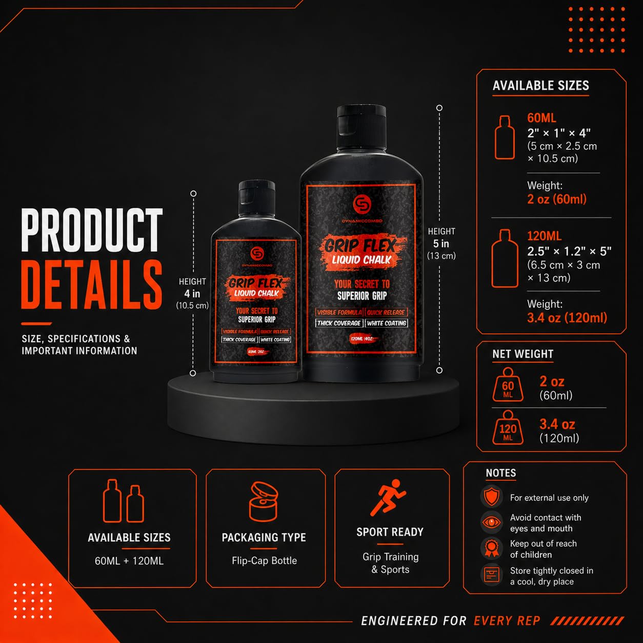 DYNAMICCOMBO Liquid Chalk for Weight Lifting & Gym Workouts, 4 oz