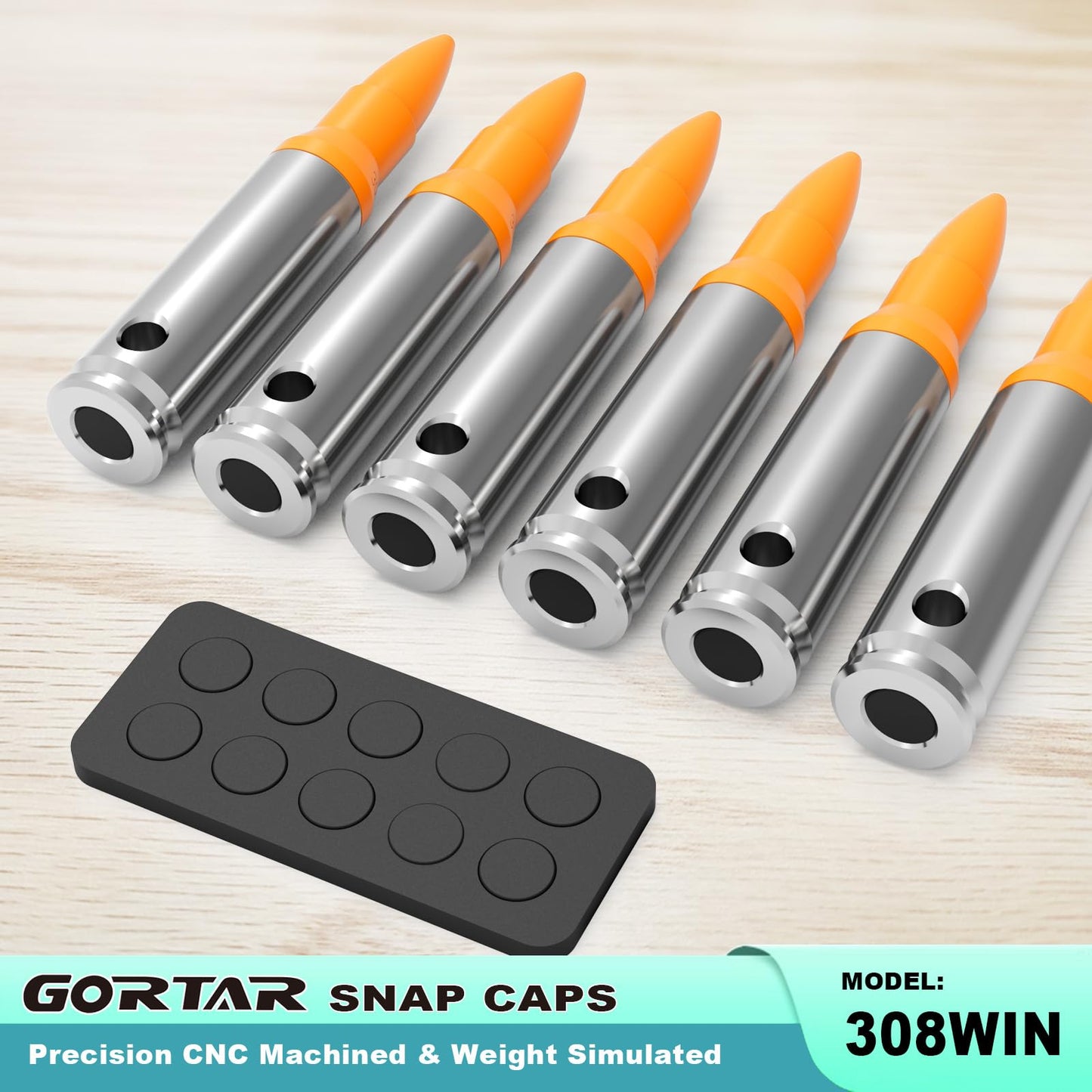 GORTAR 308Win Snap Caps Training Dummy Rounds Practice Safe Loading Firing Close to Real Weight -6 Pcs