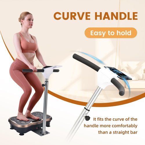 EILISON FIRMHOLD Handle Vibration Plate Exercise Machine for Lymphatic Drainage- Whole Body Workout Vibration Platform 350lbs for Beginners & Recovery, Body Shape Machine for Tonning (Handle Brown)