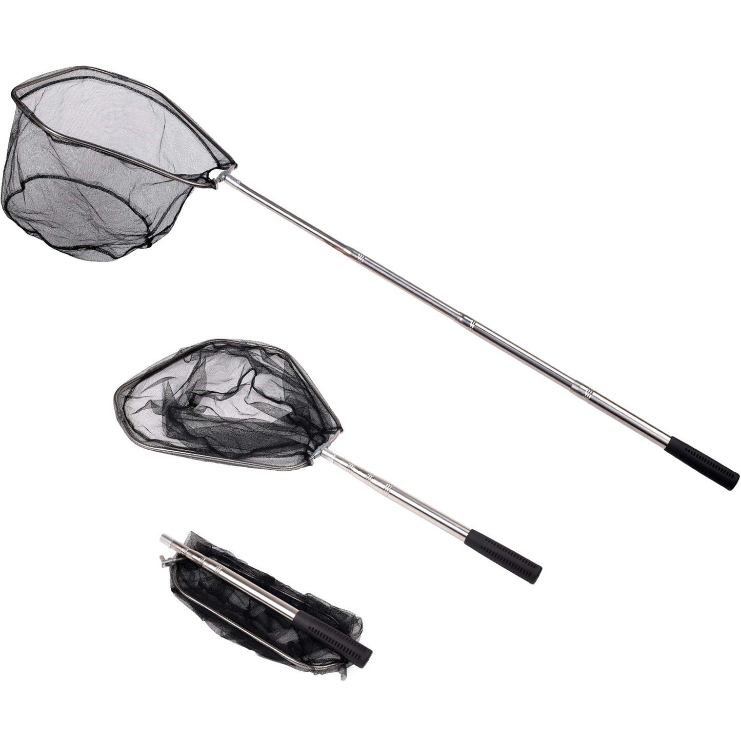 Fishing Landing Net with Telescoping Pole, Strong Stainless Handle Full Extended to 48 Inches