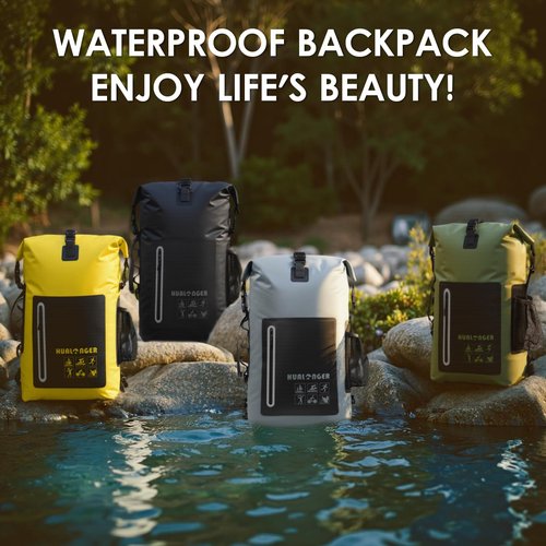 Hualonger Waterproof Backpack 20L/30L/40L- Roll Top Closure Bag - Hiking Backpack - Lightweight Durable Floating Dry Bag with IPX8 Waterproof Phone Case