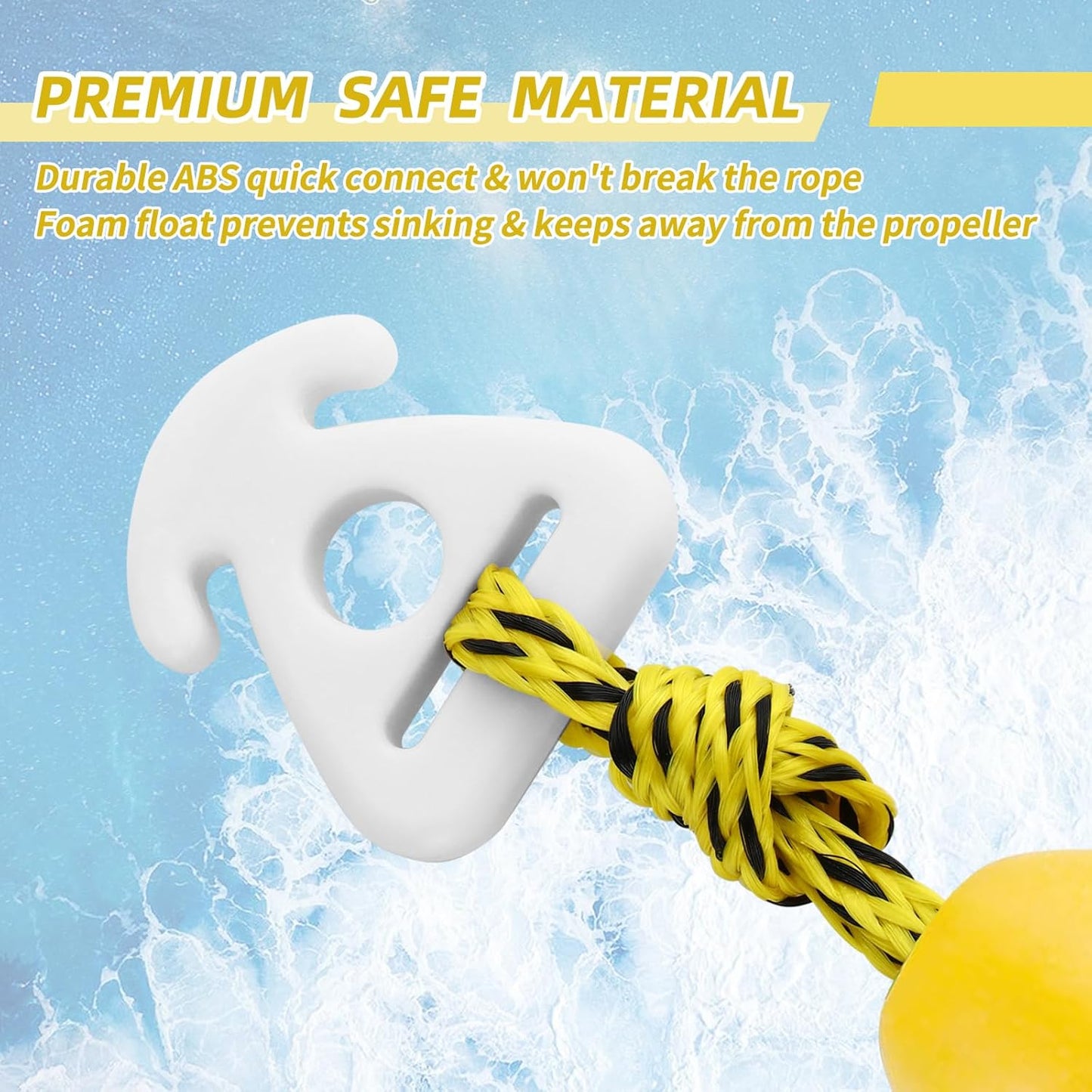 16FT Tow Rope for Tubing Tow Harness with Pulley Water Sport Lines Water Sports Tow Rope Heavy Duty Boat Tow Harness with 2 Stainless Steel Hook
