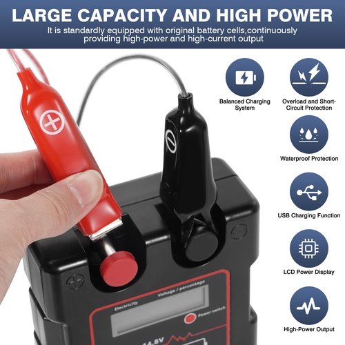 xiutantxmd 14000mAh 14.8V Electric Fishing Reel Battery with Charger,LCD Display,Saltwater-Resistant