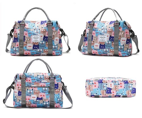 Travel Duffle Bag Weekender Overnight Bag Gym Tote with Dry and Wet Separated Pocket for Women Girls Shoulder Workout Duffel Bag Water Resistant (cute dinosaurs)