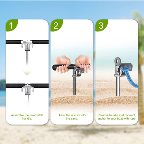 Lifeswell 17" Sand Anchor for Boat, Stainless Steel Boat Beach Anchor, Screw in Sandbar Anchor for Shallow Water, Jet Ski, Kayak, Pontoon Boat Anchor Kit