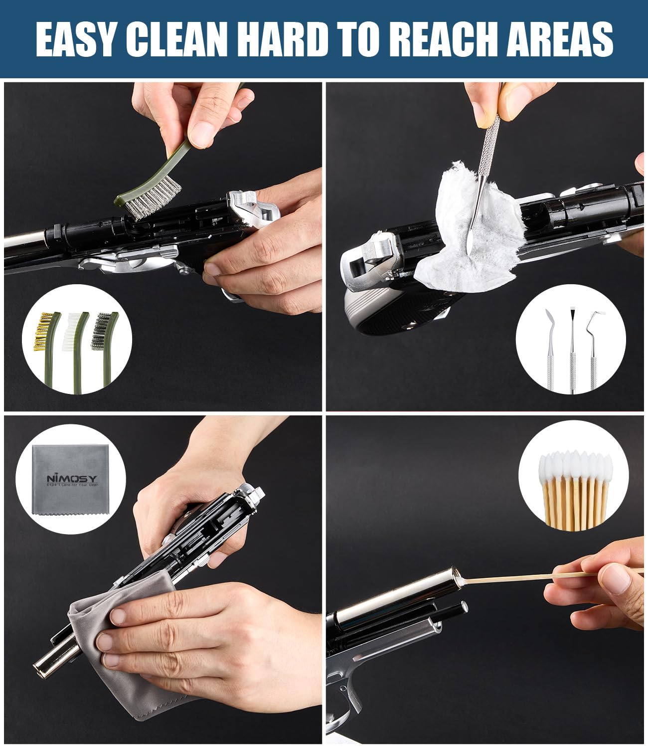 NIMOSY CLP Gun Cleaning Oil kit-Includes Pro Cleaner, CLP Lubricant, Brushes, Picks Swabs and Cloth, Complete Gun Cleaner and Oil Supplies for Rifle Pistol Firearm Maintenance,Gifts for Men