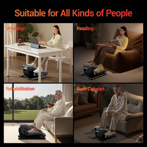 Under Desk Elliptical Machine, Ellipse Leg Exerciser as Seen on TV with Remote, Electric Seated Eclipse Foot Pedal Peddler Sitting for Senior,12 Speeds&Modes Fully Assembled for Home Office