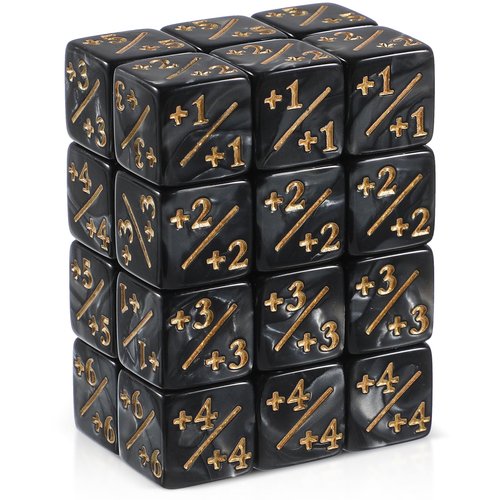 Gadpiparty 24 Pcs Counters Token Dice Acrylic D6 Loyalty Dice Compatible with MTG, CCG, Card Gaming Accessory for Kids Learning Toys Black