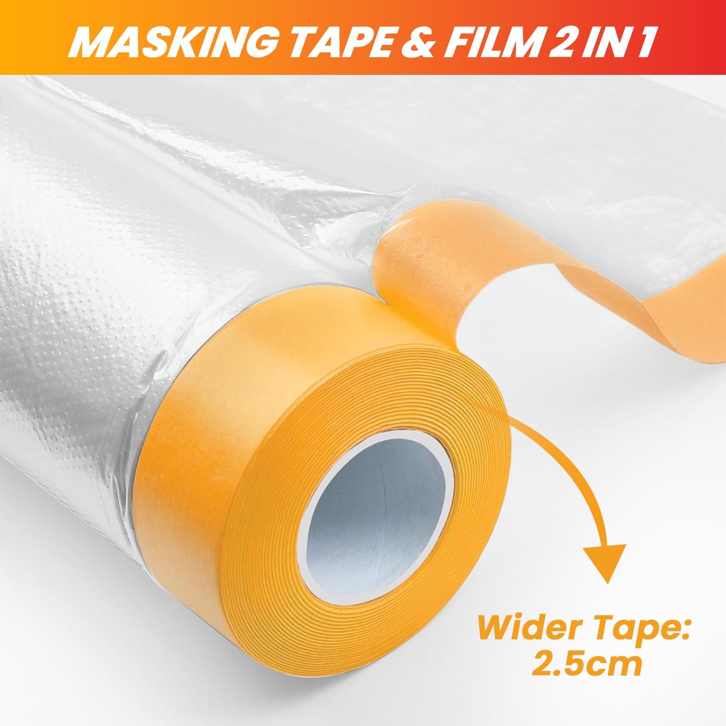 LLPT Tape and Drape 78.7”(Unfolded) x 66 Ft Each 2 Pack Pre-Taped Masking Film 0.27 Mil Painters Plastic Drop Cloth for Auto Wall Furniture Painting Dust Protection (MFT2002)