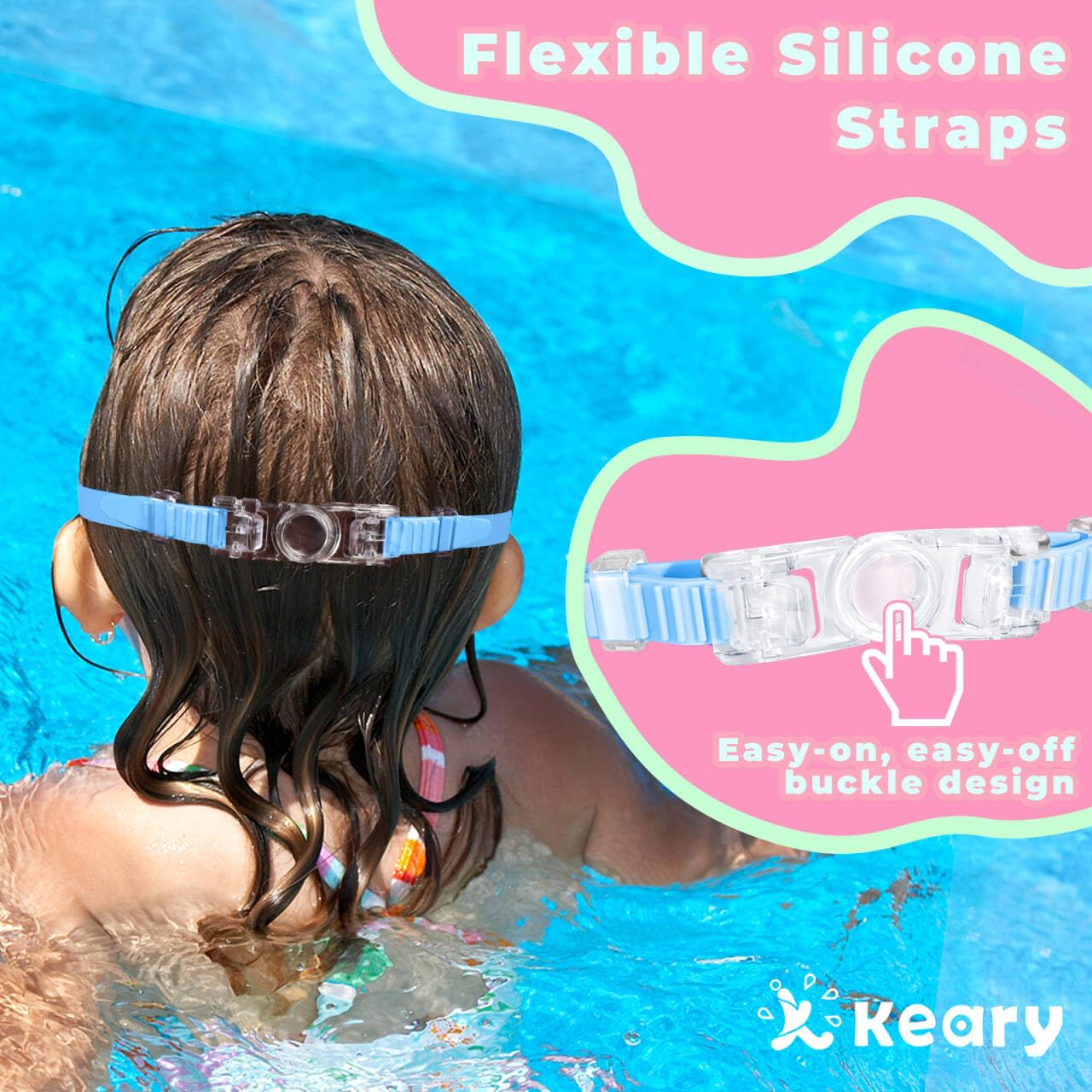 Keary 2 Pack Swim Goggles for Kids 6-14 8-14 Kids Swimming Goggles Age 3-15 4-7 4-16 8-12 for Boys Girl Youth Toddler Children Pool Water Goggle Anti Fog UV Protection Clear Wide View Waterproof