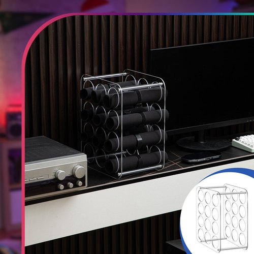 Weysat Playmat Tube Tabletop Storage Holder 12 Slots Clear Acrylic Playmat Holder Transparent Display Rack Organizer with 12 Straps for Standard Card Game Mat Bedroom Playroom Gathering Accessories