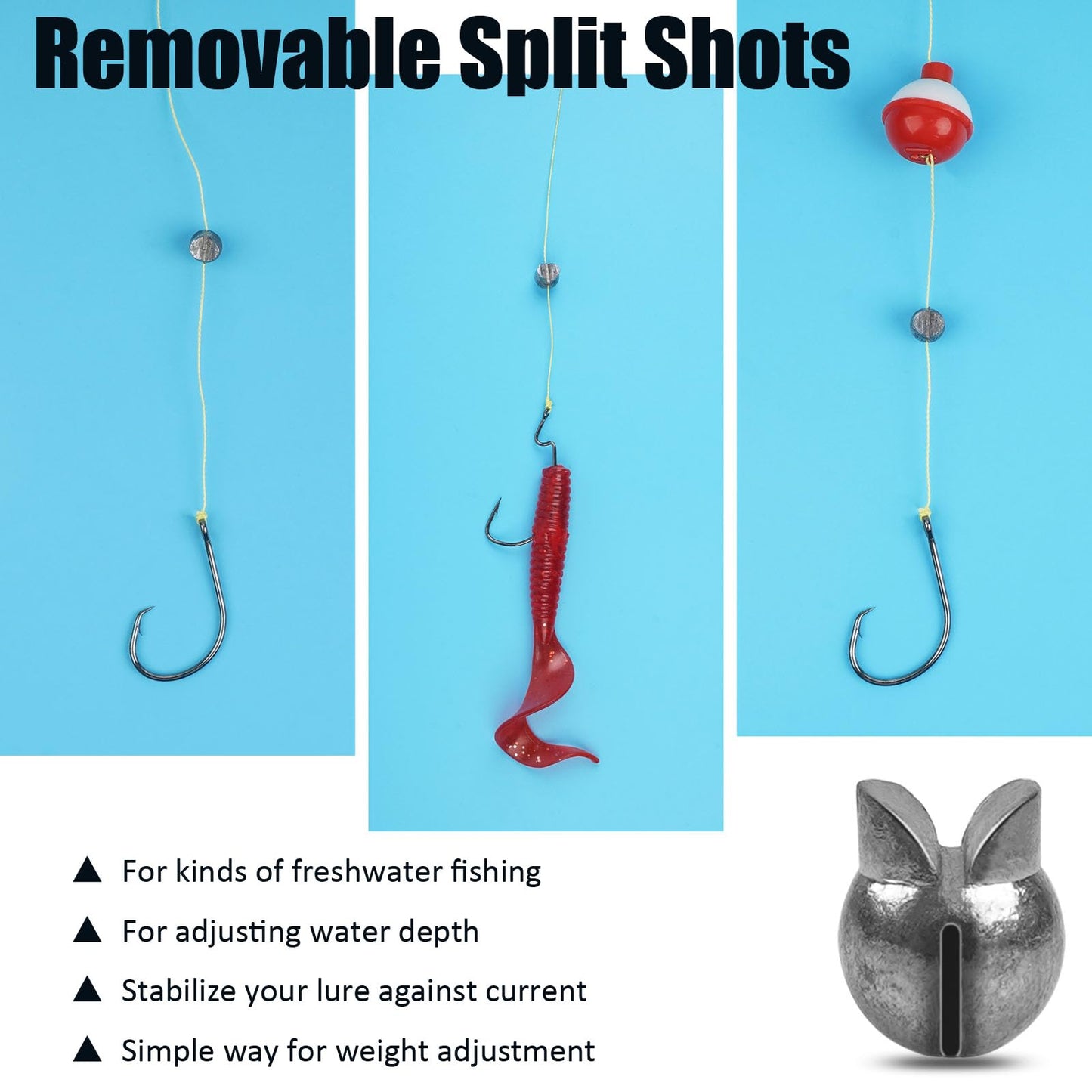 100pcs Split Shot Fishing Weights Removable Round Clip On Fly Fishing Line Sinkers Freshwater Saltwater Split Shot Fishing Sinkers Weights