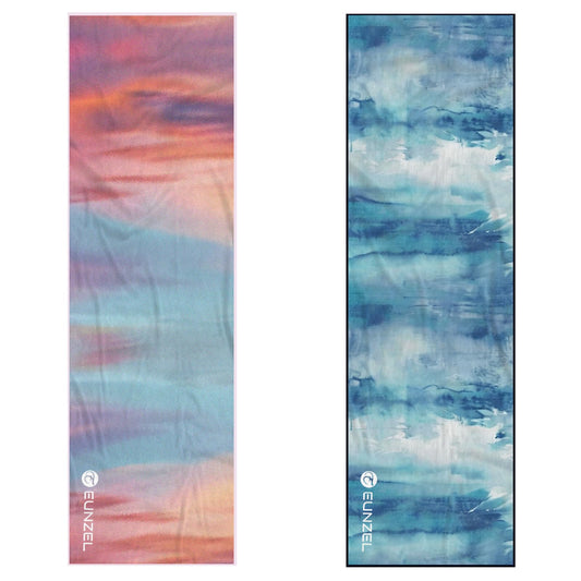 2 Pack Cooling Towel, Ice Towel for Neck, Soft Microfiber Chilly Towel Stay Cool for Sports, Yoga, Running, Gym, Workout, Biking, Camping & Outdoor Activities 40"x12", Sunset& Azure Wash