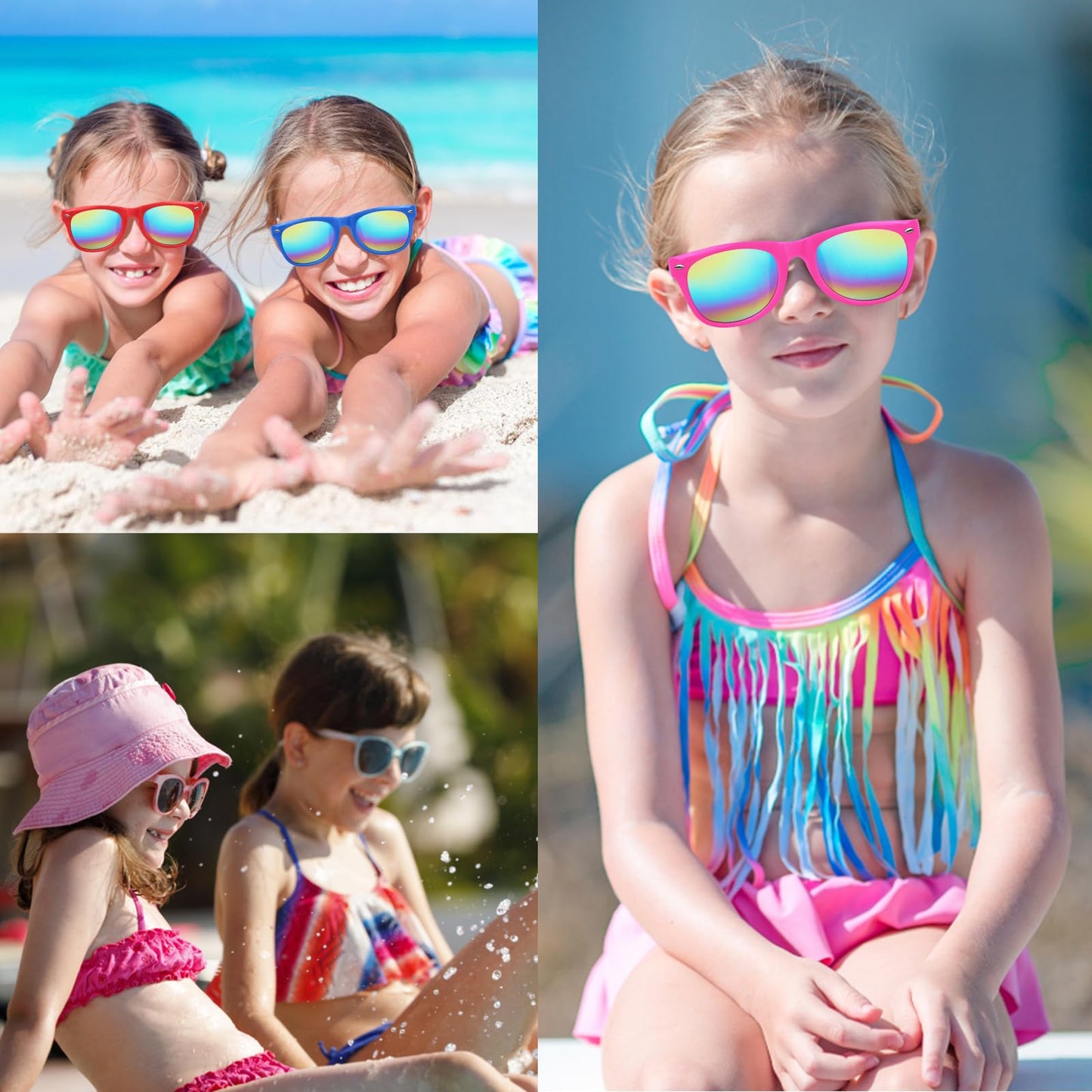 GoodUping 6 Pcs Kids Sunglasses Bulk with UV Protection, Neon Sunglasses Party Favors for Boys Girls, Summer Outdoor Accessories for Beach Pool Birthday Graduation Party Supplies
