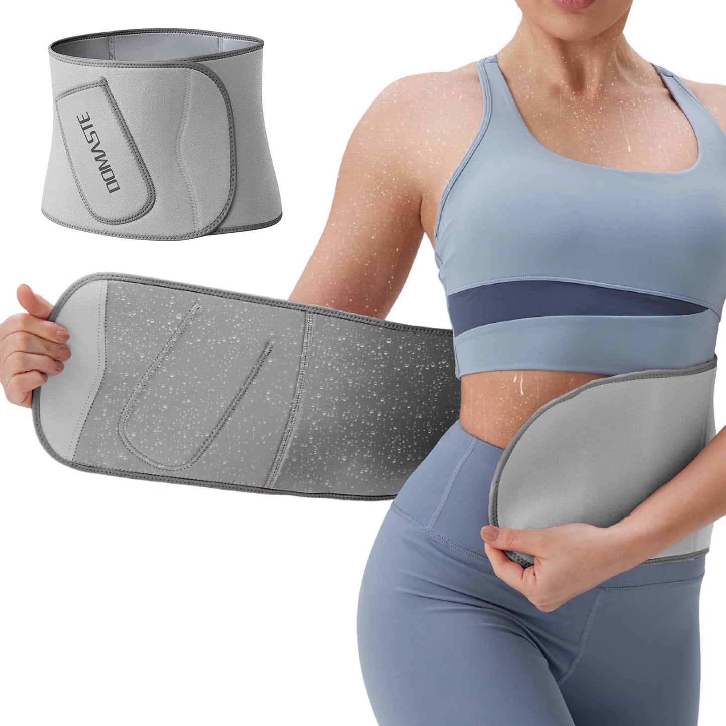 Domaste Waist Trimmer for Women & Men - Sweat Belt Waist Trainer Stomach Wrap for High-Intensity Training & Workouts(Lunar Rock)