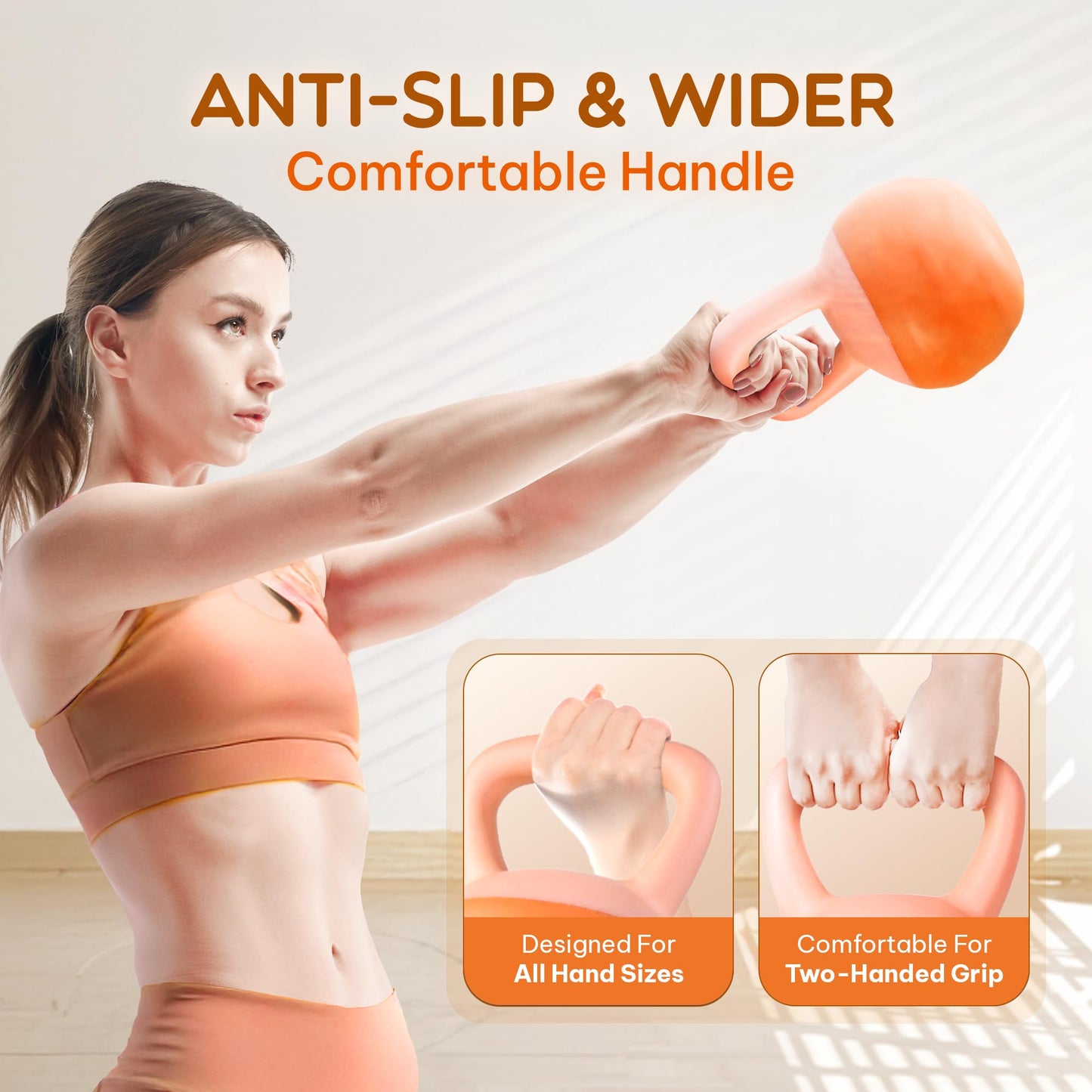 Yes4All Soft Kettlebell, PVC Kettlebells Exercise Weights, 5LB/10LB/15LB/20LB Color-Coded Strength Training Kettlebells, Soft & Gentle Hand Weights for Women at Home - 20LB - Peach Fuzz