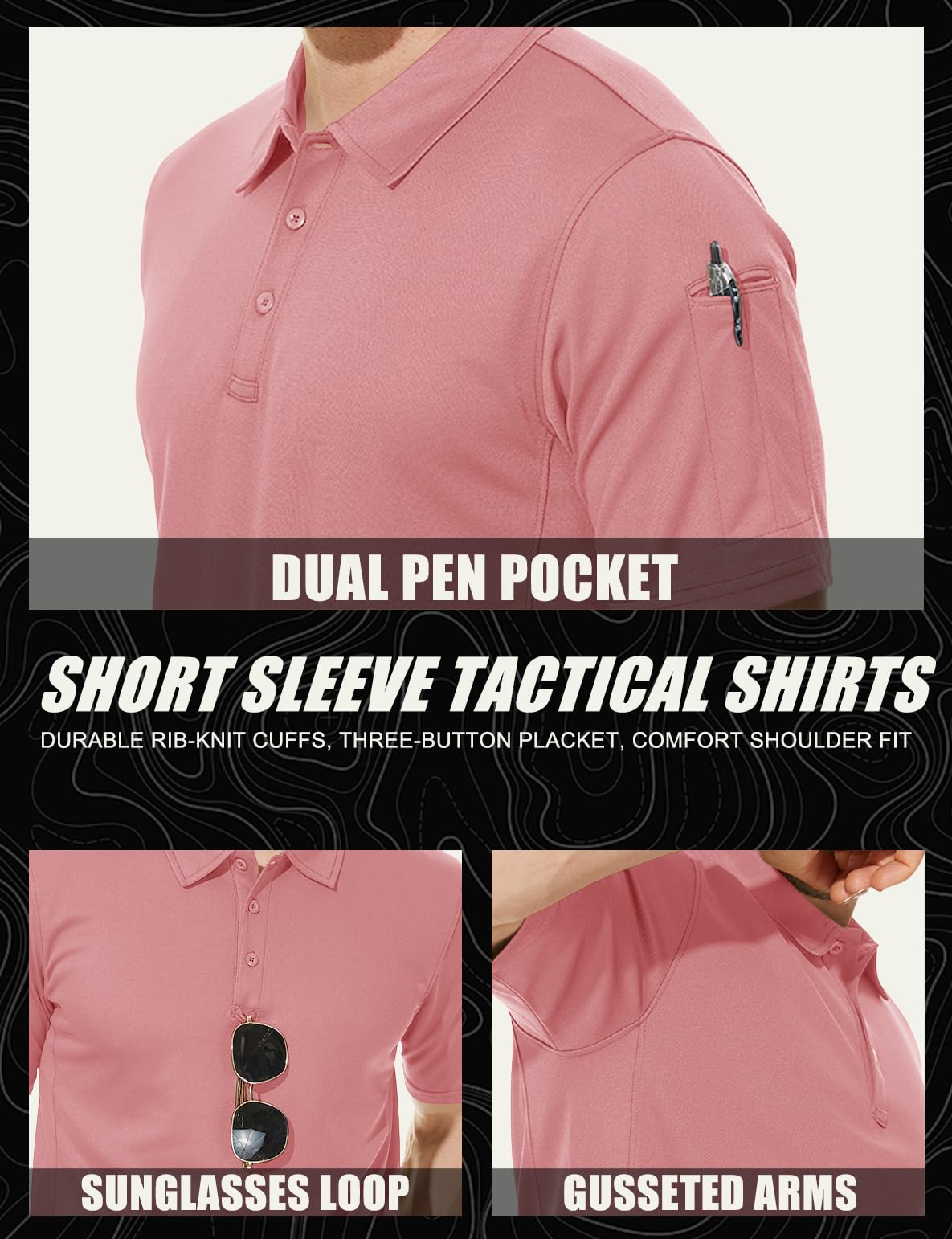 MAGCOMSEN Polo Shirts for Men T Shirts Golf Shirts Pique Polo Shirts for Men Short Sleeve Military Shirts Combat Shirt Tactical Shirt for Men Fishing Shirts