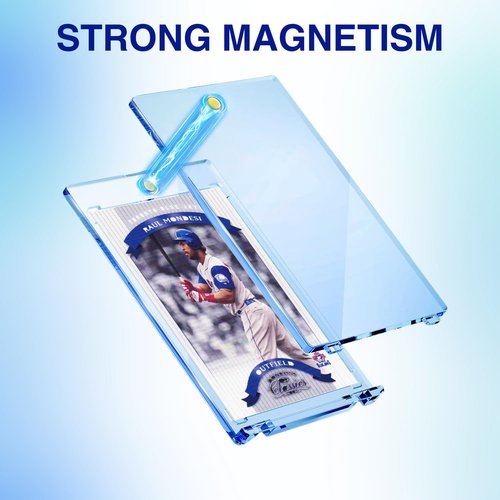 binirin 25PCS Magnetic Card Holders with U-V Protection | 35pt Hard Plastic Card Protectors for Trading Cards, Baseball, Sports & Game Cards | Reusable Display Case with Secure One-Touch Closure