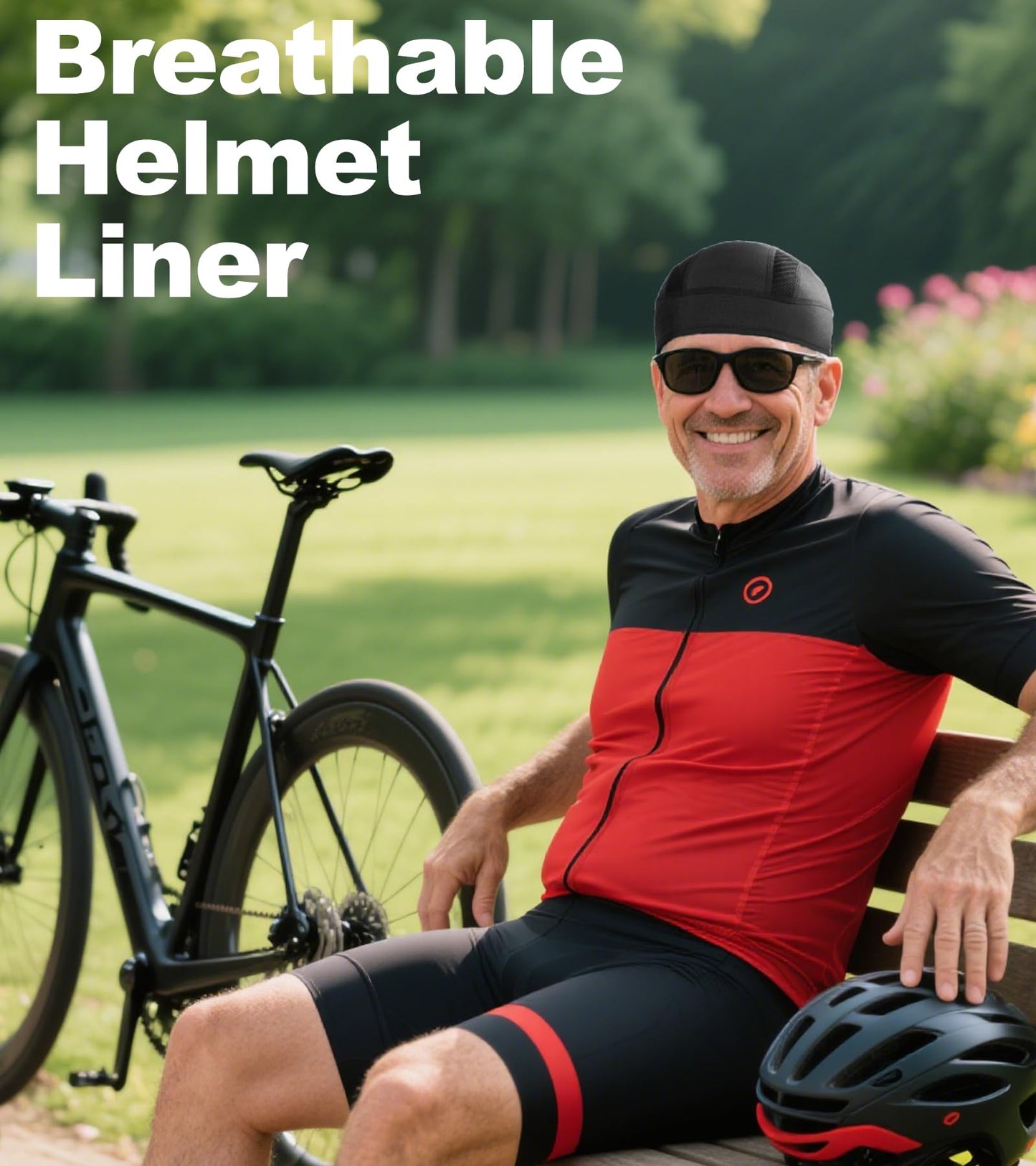 2 Pieces Skull Caps Helmet Liner for Men Women Cooling Cycling Hat Beanie for Running Fits Under Helmets