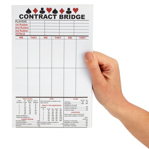 BEST PAPER GREETINGS 250 Sheets Contract Bridge Score Pads and Tallies - Game Scoring Cards Supplies - Large Print with Trick Values - 5 Bridge Score Pads with Scoring Rules