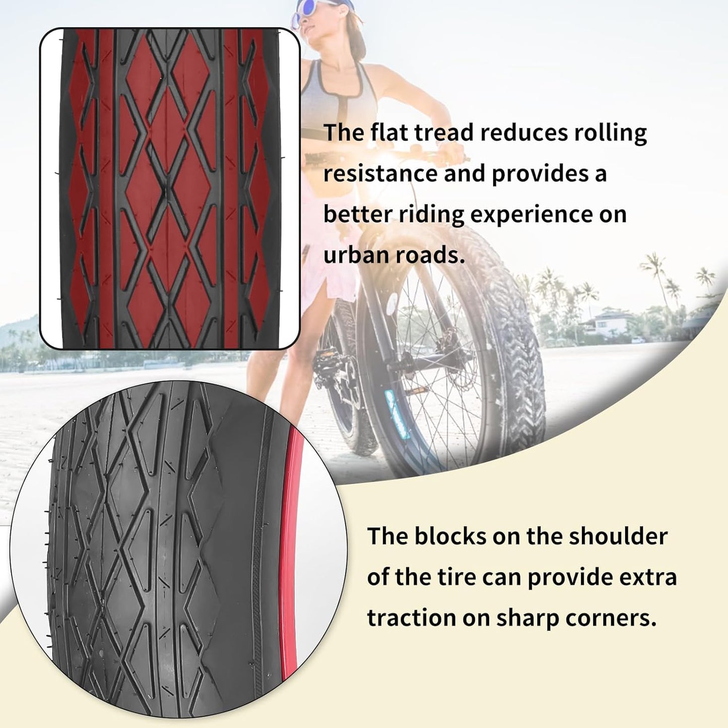 26x4.0 Bike Tire for Electric Bikes - Puncture Resistant All-Terrain Fat Tire with Durable Tread, High Traction for Mountain/Snow/Road - Compatible with E-Bikes 26x4.0 Inches