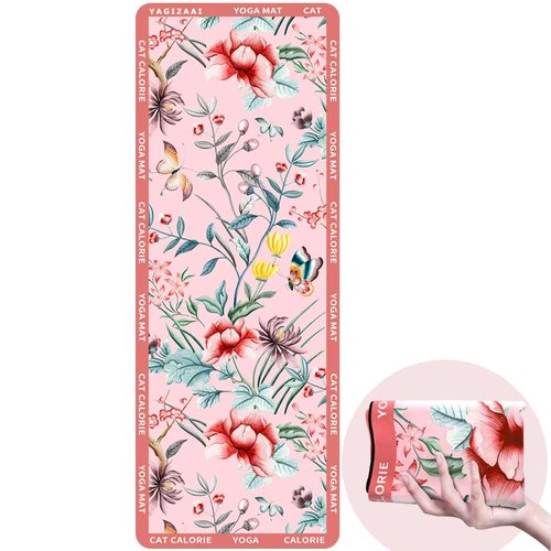 Yagizaai Hot Yoga Towel – Non-Slip, Absorbent & Lightweight Yoga Mat Towel, 72"x26.7", Ultra-Thin 0.04", Floral Design, Microfiber & Rubber, Foldable, Perfect for Hot Yoga, Pilates & Gym