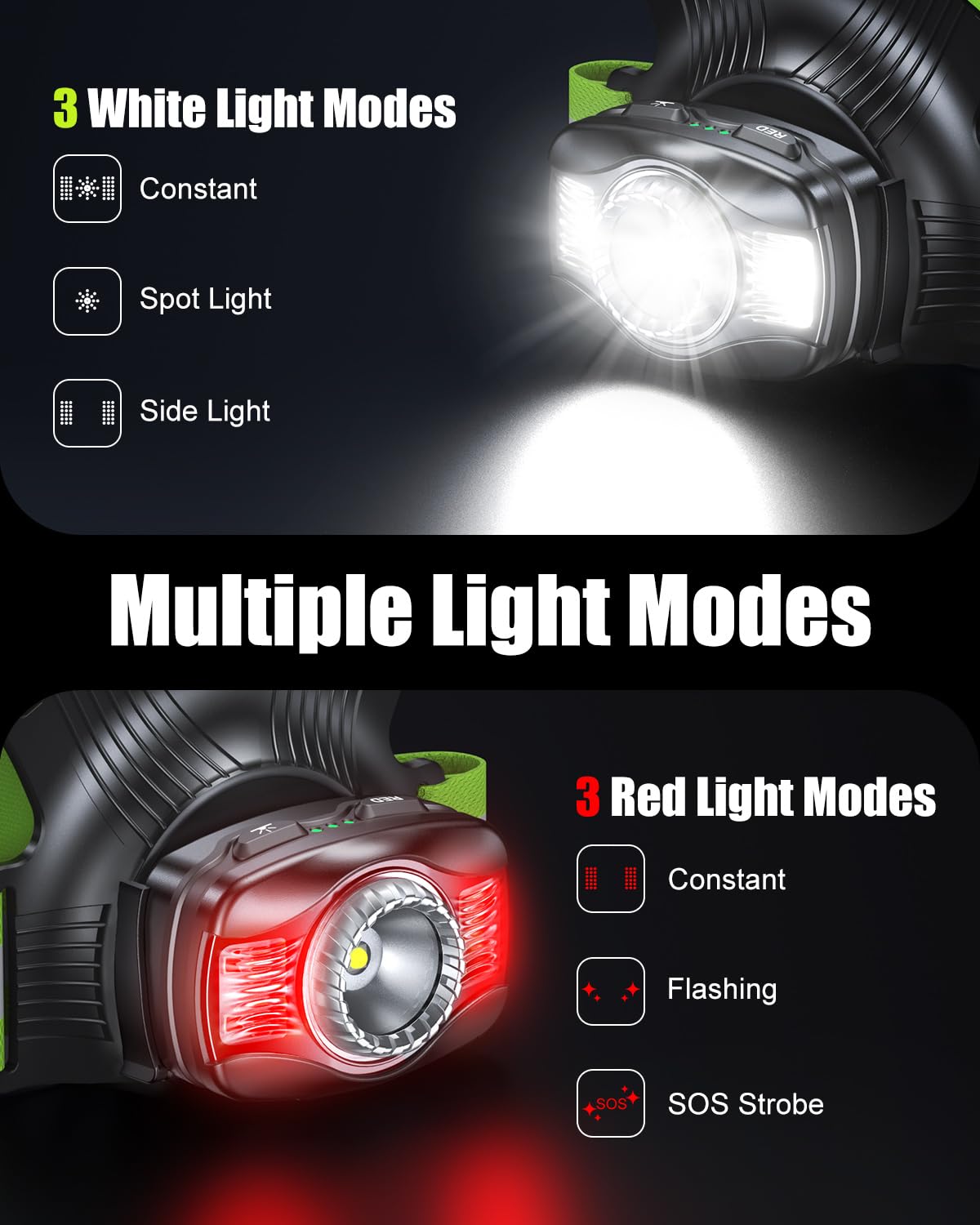 Dawinga Running Lights for Runners, 500 Lumens High-Visibility Running Light with 45° Adjustable Beam & IPX4 Waterproof, Rechargeable Reflective Vest Gear for Night Walking/Jogging, 4-20Hrs Runtime