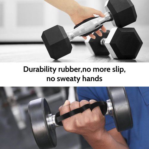 Anti-Slip Workout Grips: NEW Rubber Gym Grips Deadlifts Palm Protection Gloves for Weight Lifting, Dumbbell, Deadlift, Bar Pad Pull Up Grippers, Gym Training and Exercise for Men Women (Black Pair)
