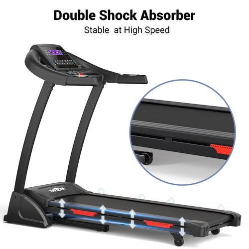 THERUN Incline Treadmill, Treadmills for Running and Walking, 300 lbs Weight Capacity Folding Treadmill with 0-15% Auto Incline, Wide Belt, 3.5HP, App, Heart Rate, Red