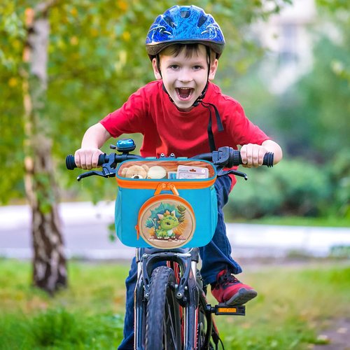 RAYMACE Kids Bike Basket,Children's Bicycle Basket Front with Shoulder Strap,Cute Bike Frame Bag for Girls,Boys Toddlers Bike,Scooter Bag Accessories (Cerulean)