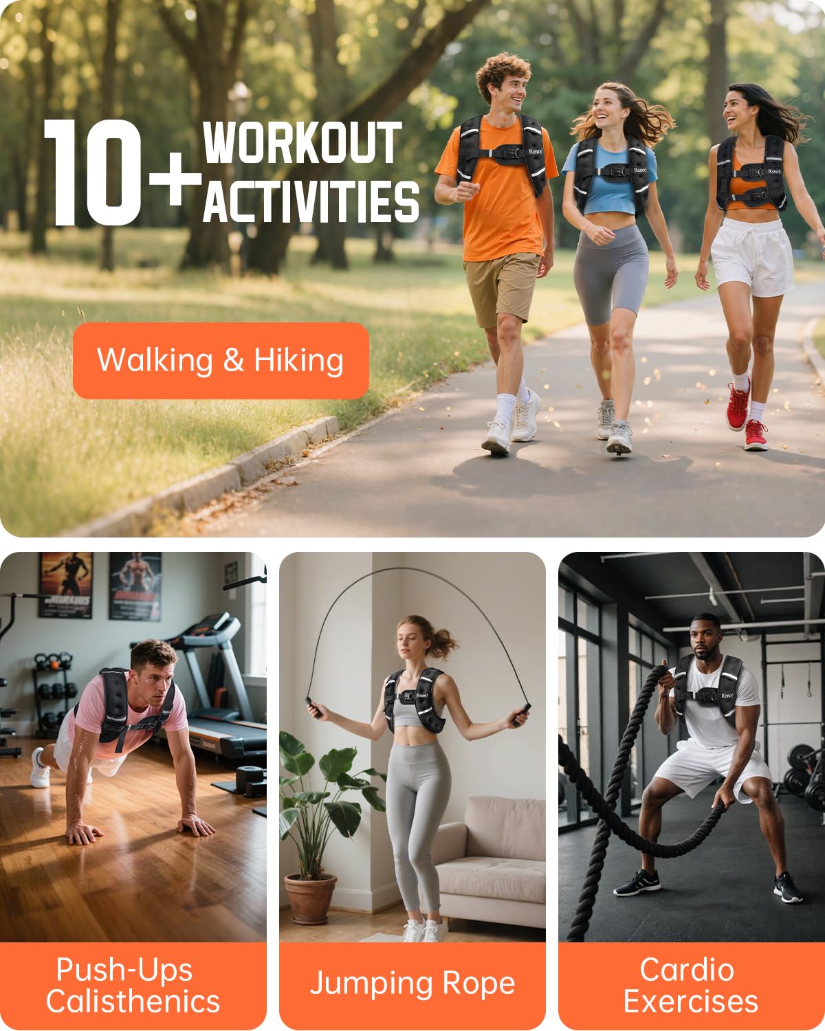 Renoj Weighted Vest for Women Men:10lb/12lb/16lb Weight Training Vest for Workout, Running, Walking, Exercise, Fitness, Weight Loss, Weight Lifting - With Reflective Strips and Storage Pocket(6lb)