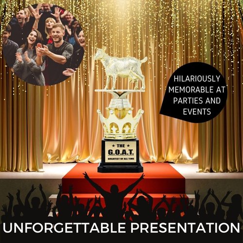 Goat Trophy - G.O.A.T. - Greatest of All Time Funny Trophy Award with Option for Custom Plate - Appreciation Gift for Boss, Coworker, Friend - League Champion Award Winner (Custom Text)