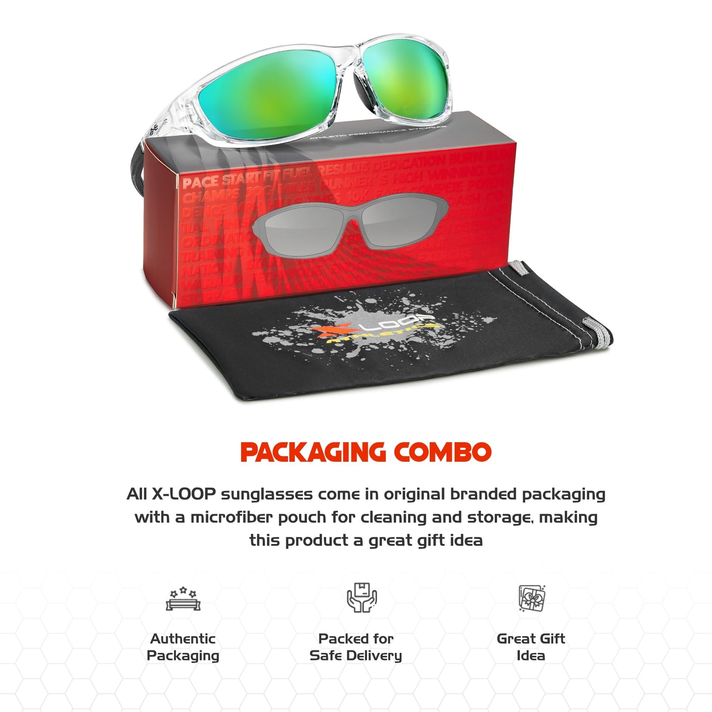 X LOOP Polarized Wrap-Around Sunglasses for Men Women Running Fishing Driving Sports Glasses