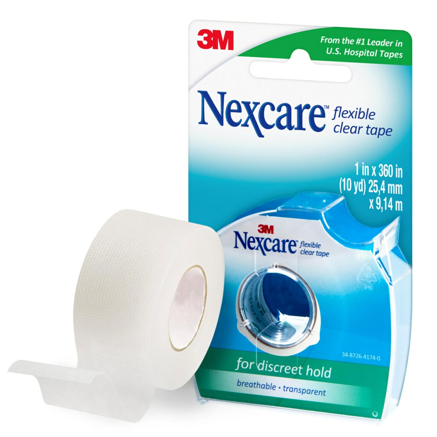 Nexcare Flexible Clear Tape, Waterproof Transparent Medical Tape, 1 in x 10 yds, 1 Count (Pack of 1)
